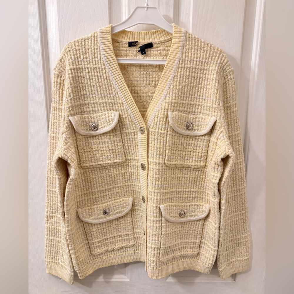 Maje tweed-effect knit cardigan size 1